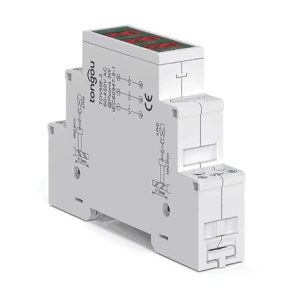 80~500V Trefas 35mm DIN-skena Monterad Spänningsmätare Modulär Voltmeter Mätare 3 LED Digital Display [DB]