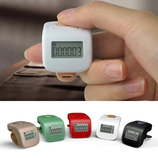 Bärbar Mini Laddningsbar Digital Finger Ring Elektronisk Hand Tally Counter 6 Siffror Bönräknare Klicka För W/ Usb C
