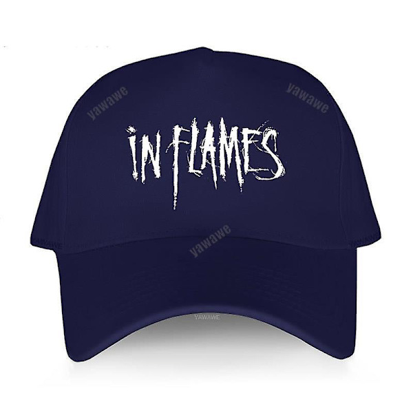 Sort Casual Hat Drenge Trykt Baseball Cap In Flames Svensk Metal Mand Kvinder db navy