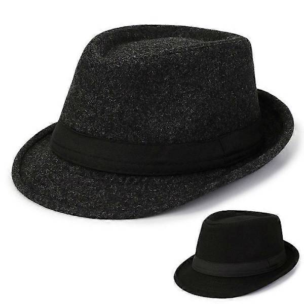 Høj Hat Uld Soft Top Hat Jazz Hat Event Høj Hat Sort [DB] Dark Grey