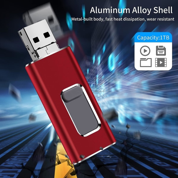 USB -muistitikku iPhonelle/tietokoneelle 64 Gt Memory Stick (64 Gt, punainen) CAN tallentaa tiedostoja ja valokuvia