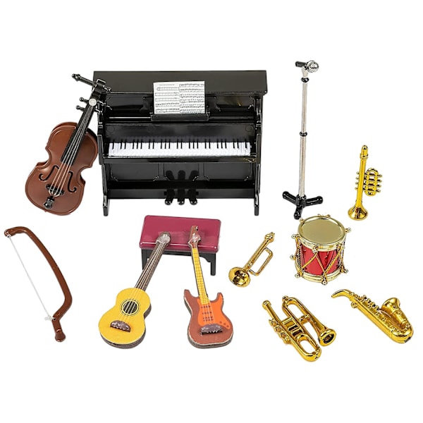 Miniatyr musikinstrument set 12 st mini musikinstrument modell dekoration tillbehör db as shown