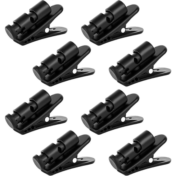 8-pack Hörlursklämmor, Hörlurskabelklämma 360 Graders Rotation Fäste Klädklämma Hörlurstillbehör - Svart [Db]