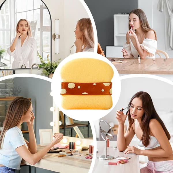 Makeupsvamp, pudderblanding, foundationpuff, blød tekstur, dobbelt brug tør og våd, ideel til daglig ansigtsmakeup, 2 tommer, brun[DB] Yellow