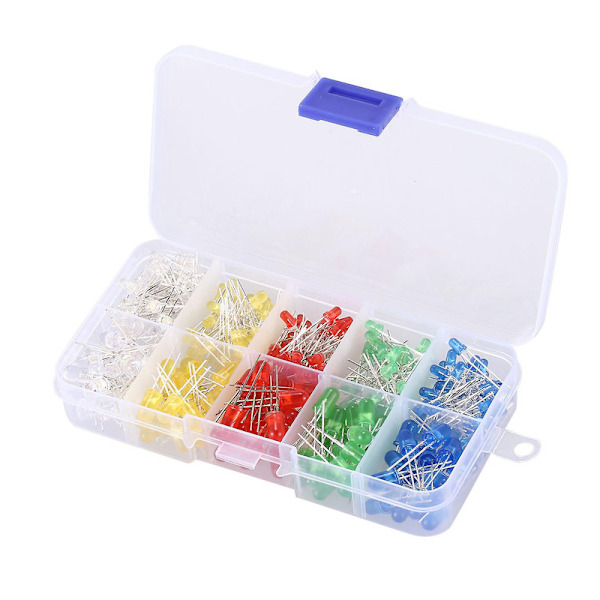 200 stk. 3mm 5mm LED-lysdiode Hvid Gul Rød Blå Grøn Assorteret Kit til [DB] white