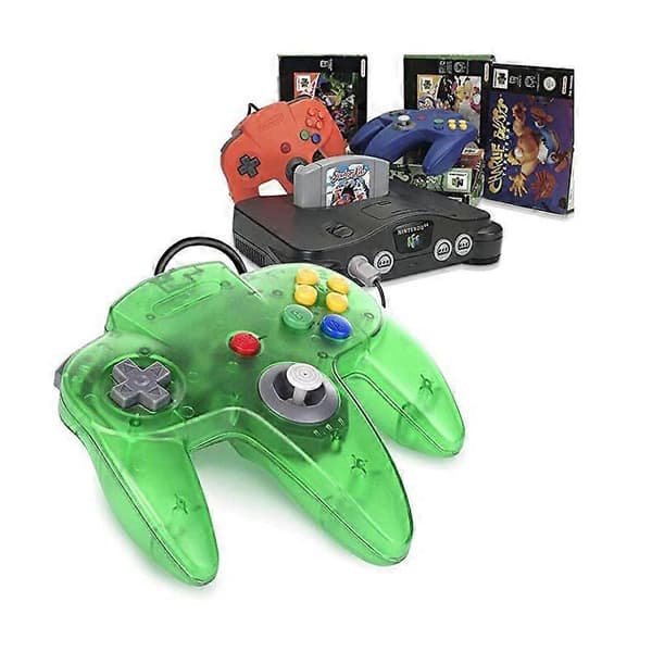 Til Nintend N64 Gamepad Transparent Kablet Controller Gaming Joystick Game Pad Til Mac Gamepads [DB] USB blue