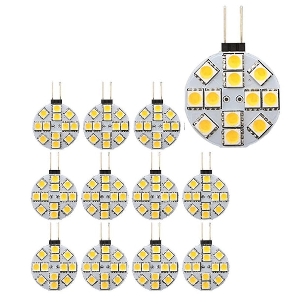 12 st G4 Puck Lights LED-lampor Sidpinne Bas Rund G4 5050 12smd LED Rv Camper Ljus Hemläsning L [DB]