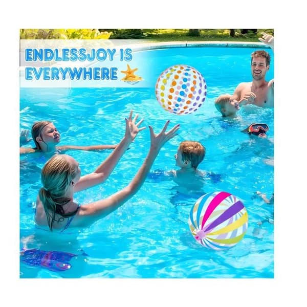 2 oppustelige badebolde, 40 cm oppustelige poolbolde, farverige stribede badebolde, bærbare, til poolfester[YJD]