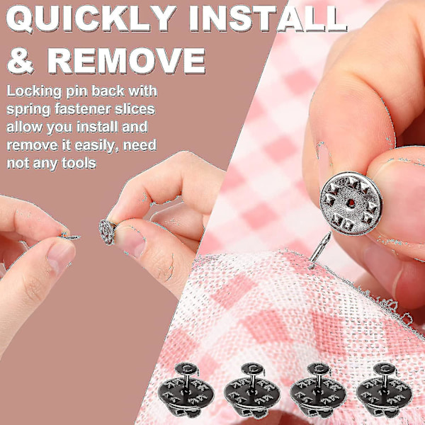 120 Par Butterfly Clutch Tie Tacks Nålbag Compatible med 8mm Lange Blanke Pins til Håndværk (sølv) Db Black