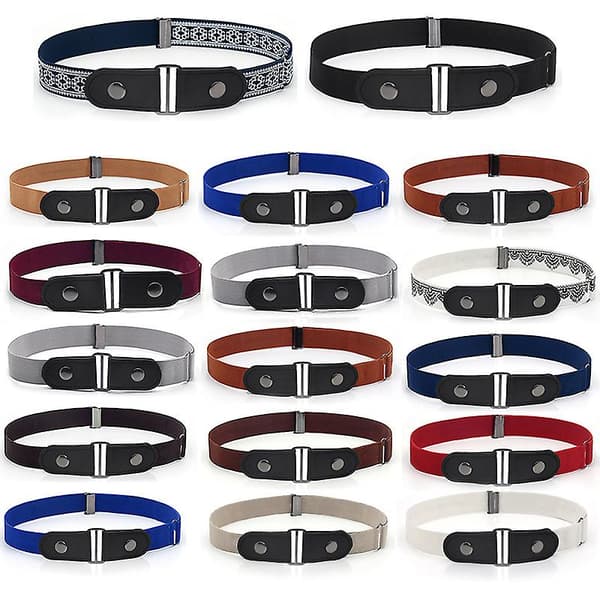 1 st Ajusterbart Bälte Utan Spänne, Unisex Osynligt Elastiskt Midjeband, Stretch Svart