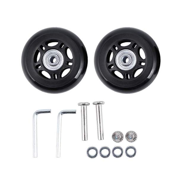 2 Sæt Kuffert Hjul Aksler og Nøgle Reparationssæt OD 68mm [DB] Black