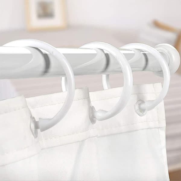 Duschdraperi-ringar - 12-pack - Plast Duschdraperi-krokar O-formade ringar Glider lätt på badrum Duschstång (vit)  [dB}