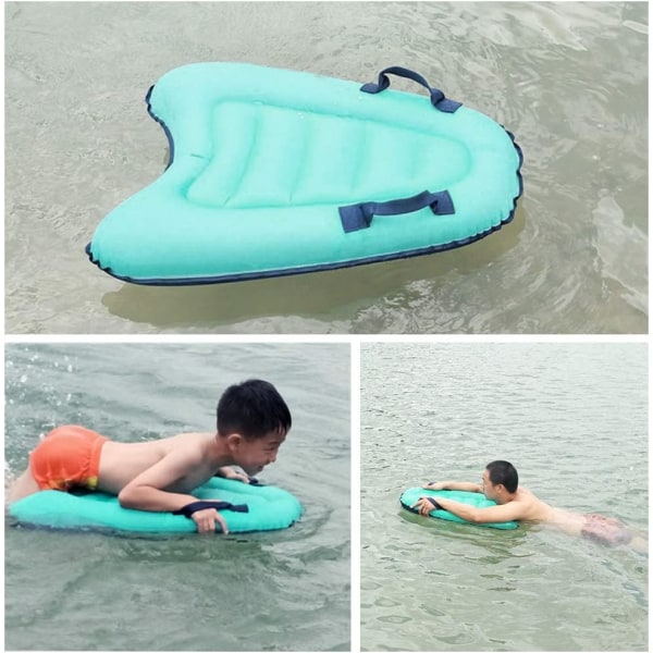 Oppustelig Surf Body Board med håndtag, svømmende flydende surfbræt hjælpemåtte til børn og voksne (rosarød)