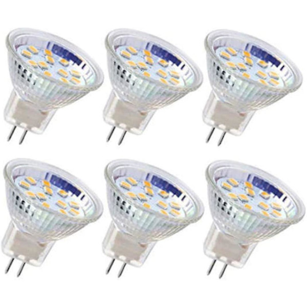 6 stk Mr11 LED-pærer Gu4 Spotlight 3w 18leds Halogen 20w Ikke-dimbar Ekvivalent 12v Ac/dc(kald hvit) [DB]