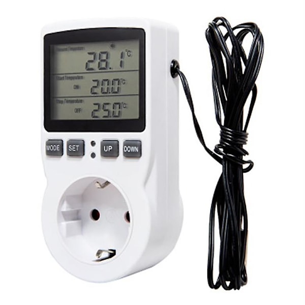 Digital Temperaturregulator Strømstik EU Stik Termostat Med Timer Switch Sensor Probe Varme Køling db EU