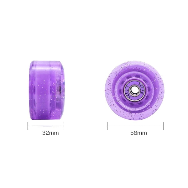 8 Pack 32 X 58mm 82a Roller Skate Wheels With Bearing,with Multi-function Skateboard Roller Skating Accessories Purple