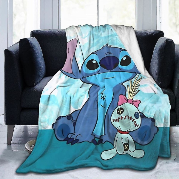 Lilo & Stitch tegneserietryktæppe Blødt varm fleece-flanelltæpper Sovesofa Bilkast Fødselsdagssøm Viftegaver [dB} A 150x200cm