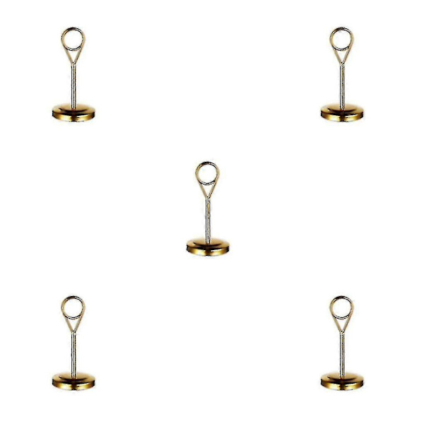 1/2/3/5 Ruostumattomasta Teräksestä Valmistettu Pöytänumeronpidike Merkkiteline Kuvateline [DB] Gold 10cm 5PCS