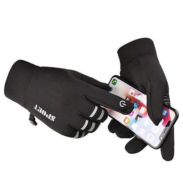 Luminous Outdoor Ridehansker for Menn og Kvinner Vindtette Full Finger Touch Screen Refleks Tykke Varme Hansker DB Gray M