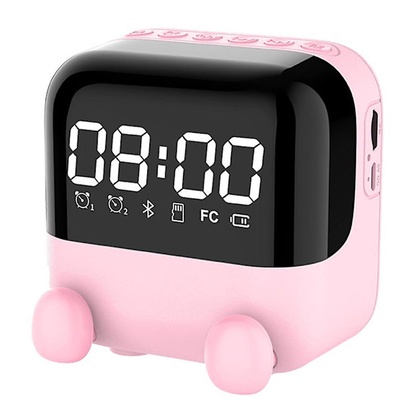 Langaton FM-radio, kannettava Bluetooth-kaiutin, pöytäherätyskello LED-näytöllä, tukee handsfree-toimintoa/tf-kortin toistoa -pinkki