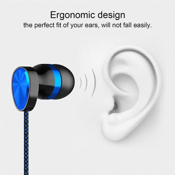 Høretelefon med mikrofon Dual Moving Coil 3,5 mm In-ear kablet sportshovedtelefon til smarttelefon White