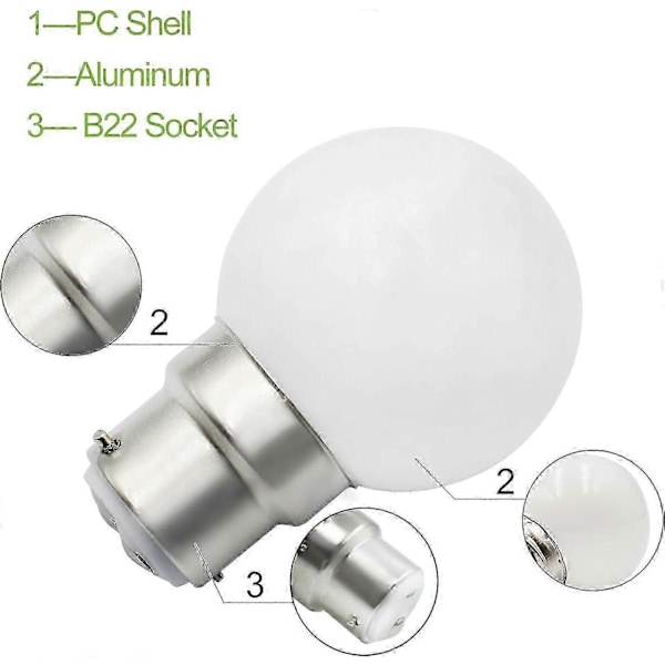 WXH 6 kpl B22 LED-lamppu 3W Golfpallolamput B22 Bajonetti Pieni pallolamppu Hehkulamppu Himmennettävä [DB]