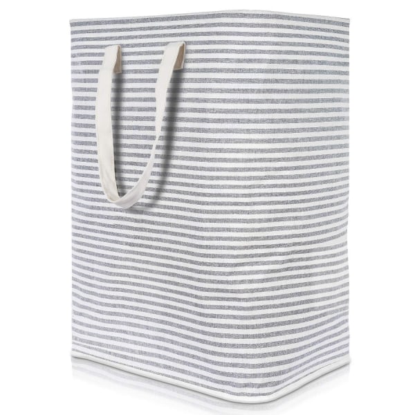 70L fritstående vasketøjskurv med håndtag Sammenfoldelig stor bomuldstøjsopbevaringskurv (grå)