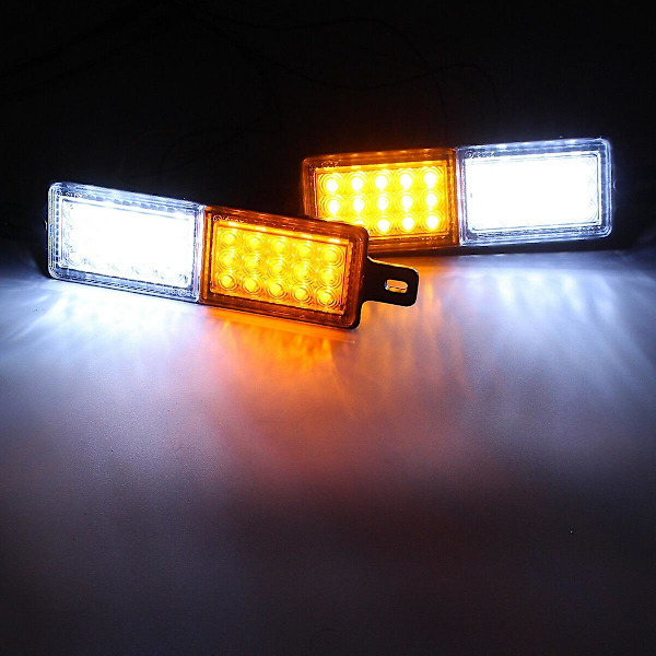 2X Universal 30 LED Bullbar Frontblinklys Sidemarkerlampe 10-30V Parklys [DB] Amber  White