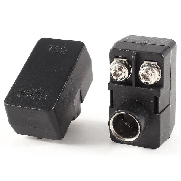 2 x Push-On Antenne Matching Transformer 300/75 Ohm TV F Koaksial Adapter [DB]