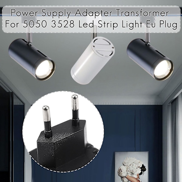 AC/DC 12V 2A 24W Strömadapter Transformator för 5050 3528 LED-remsa EU-kontakt {db} black
