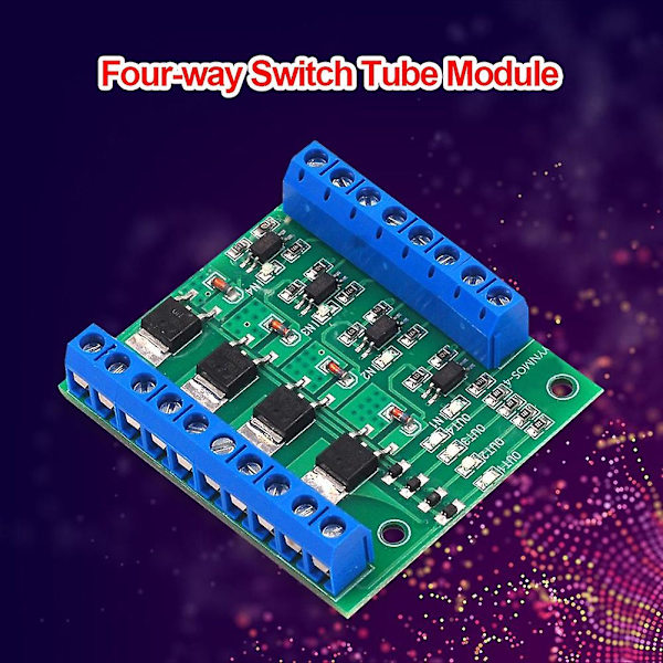 4-kanals Mos Plc-förstärkarkortdrivrutinmodul Pwm 3-20v till 3,7-27v Dc 10a-kortdrivrutin 4-kanals