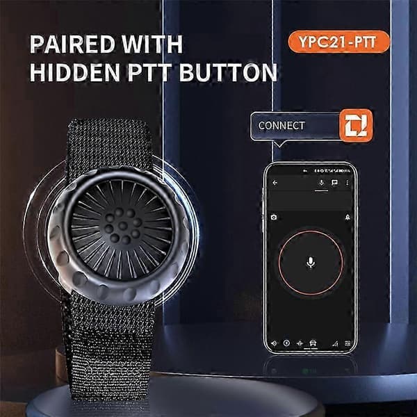 Trådløs Bluetooth PTT e Kontrollknapp med Justerbar Stropp for Zello IOS Android Smar [DB]