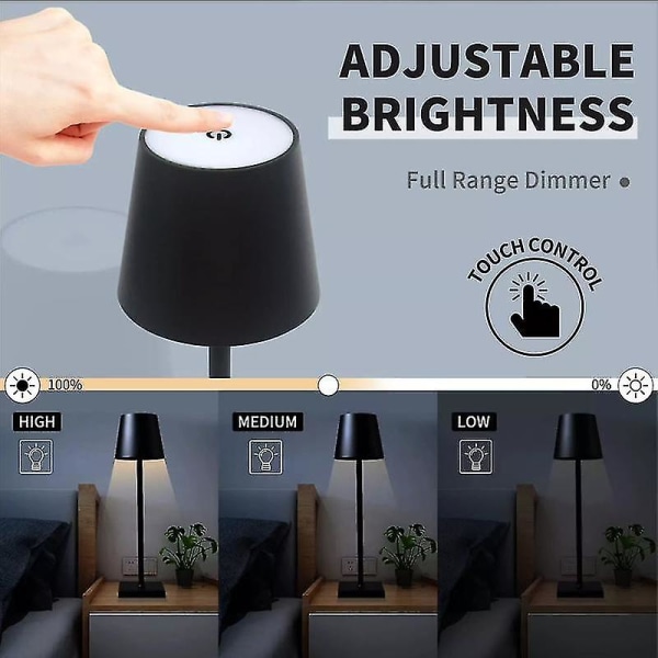 Led-pöytälamppu Type-c 5200mah akku langaton ladattava Ip54 vedenpitävä ylellinen yöpöydän huoneen sisustus Led-valot kodin sisustus [DB] Gold Mini Iron