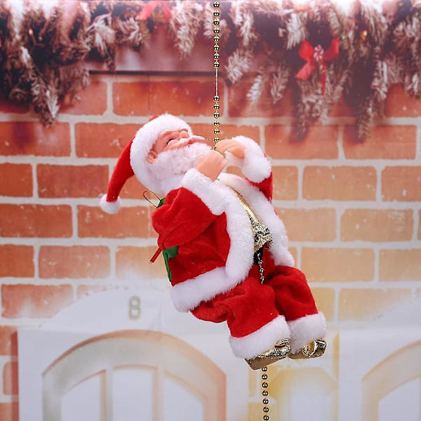 Jultomte Musikalisk Klätterrep Klättrande Jultomte På Stege Med Ljus Söt Elektrisk Jultomte (Klättrande Pärla Äldre) [DB]