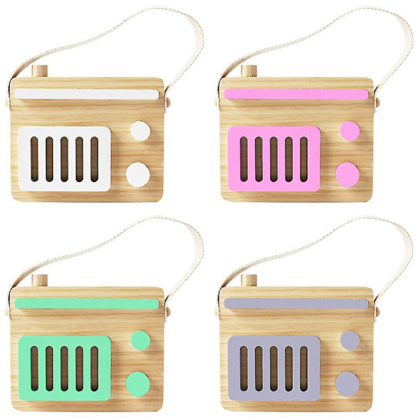 Baby Toy Trä Mini Radio Leksak Lärande Foto Rekvisita Rum Dekor För Pojkar Flickor Vit db white 17x14cm