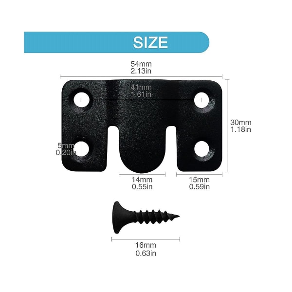 12 stk sort monteringsbeslag Interlock hængende spænde Z Clips Hovedgærde vægmonteringsbeslag med 48 stk skruer