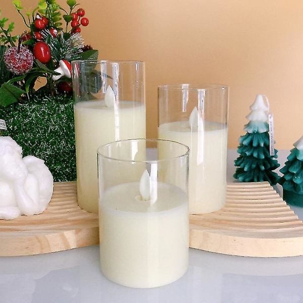 3 Pcs Live Love Laugh Glass Flameless Candles