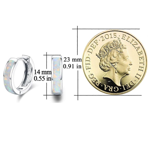 Hoop Øreringe 925 Sterling Sølv Opal Øreringe Små Hoop Øreringe{ DB}