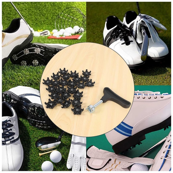 25 stk enkle å skifte pigger, universelle anti-skli golfsko, med golfspydnøkkel to pins sko Re