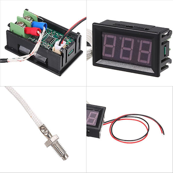 XH-B310 Industrielt digitalt termometer 12V temperaturmåler K-type M6 termoelement tester -30~800 termograf høj nøjagtighed med LED-display  [dB} Blue