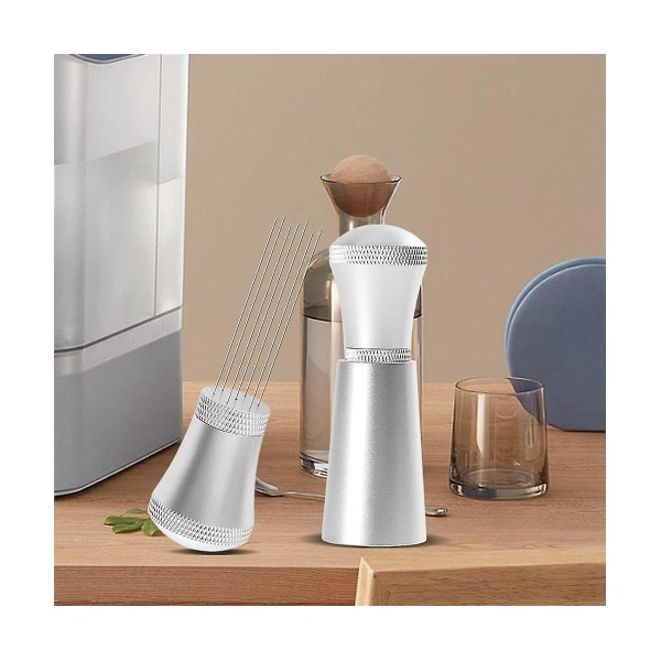 Alloy Kaffefordeler Omrørere Med Stativ, 0,3 Mm Tykt Rustfrit Stål 7 Nåle Værktøj Espresso Distribution Sort