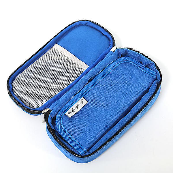 Insulin Kjølebag Diabetiker Bag Termisk Bag - Medisinsk Diabetisk Isolerte Bærbare Kjølebag Med 2 Isposer  [dB} Blue