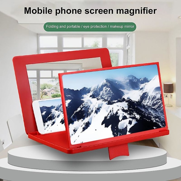 12 tommer høj klarhed telefonforstørrer skærmforstørrelser forstærker beslag med makeup spejl Jikaix Red
