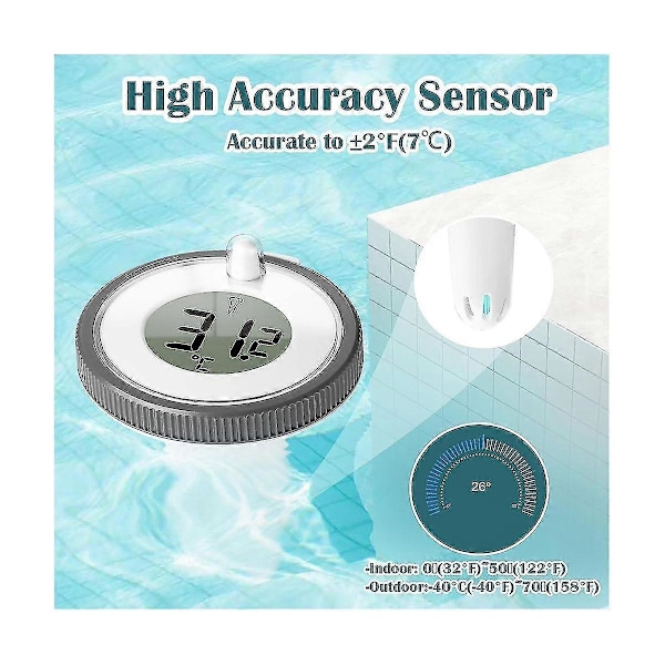 Trådlös Pooltermometer Flytande Lättläst, Digital Pooltermometer Vattentät, För Simbassäng {db}