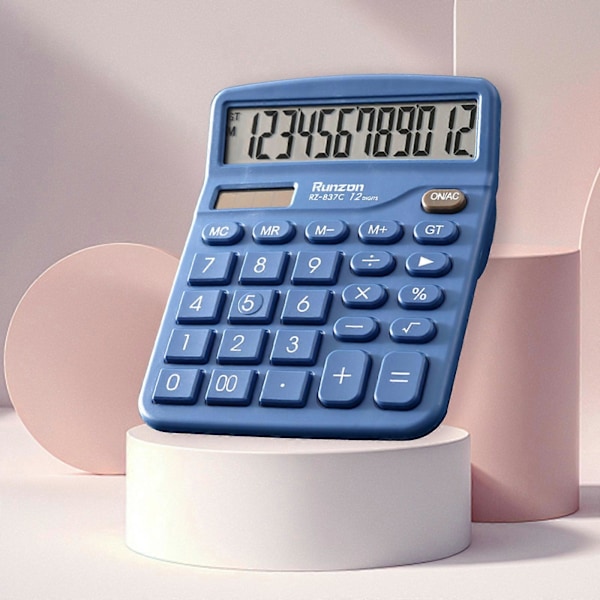 Tieteellinen laskinkone 12 numeroa, suuri näyttö ja painikkeet, selkeä suuri LCD-näyttö, ihanteellinen toimistoon, kouluun, kotiin ja liikekäyttöön FLYE1720 {Db} Blue Free Size