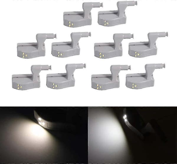 10 stk. Smart Touch Sensor Skab LED Lyshængsel Lys db Cold white
