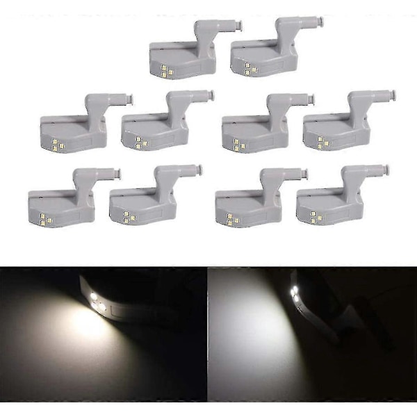 10 stk Smart Touch Sensor Skap LED Lys Hengsel Lys db Cold white