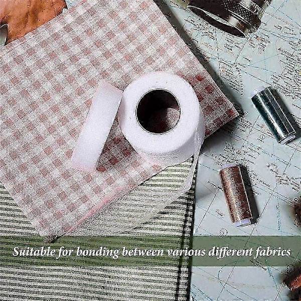 DB 2-pakning Stryke-på-kantbånd Uten Søm Kantbånd Rull Nettbånd med Målebånd for Klesplagg DIY Håndverk White