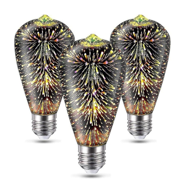 6 kpl 3D ilotulituslamppu ST64 LED-lamppu 5W E27 E26 RGB Fairy Star Shine Decor Bulb Party Bulb Stai [DB]