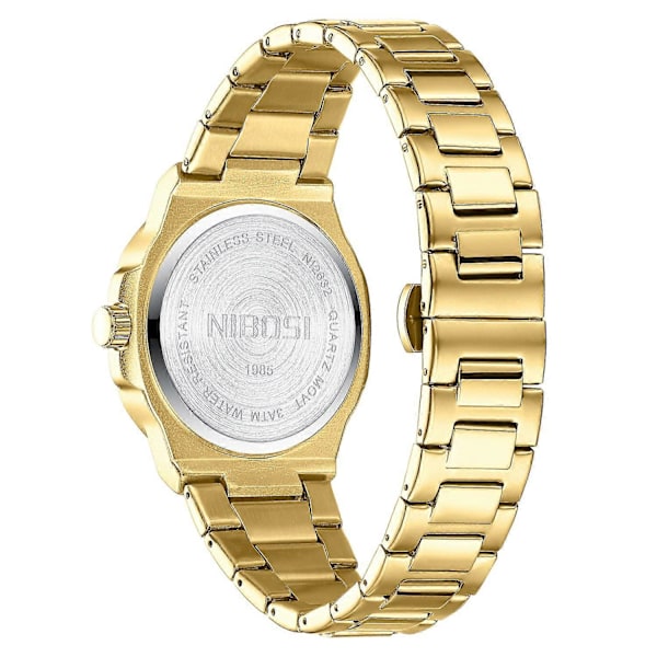 NIBOSI 2632 Stilig Herre Armbåndsur Stållenke Lysende Kalender Quartz Klokke [DB] Multicolor Gold Strap/White Dial